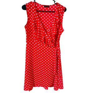 Shinestar Red Polkadot Wrap Dress. Size M/L, Rayon, Spring Dress
